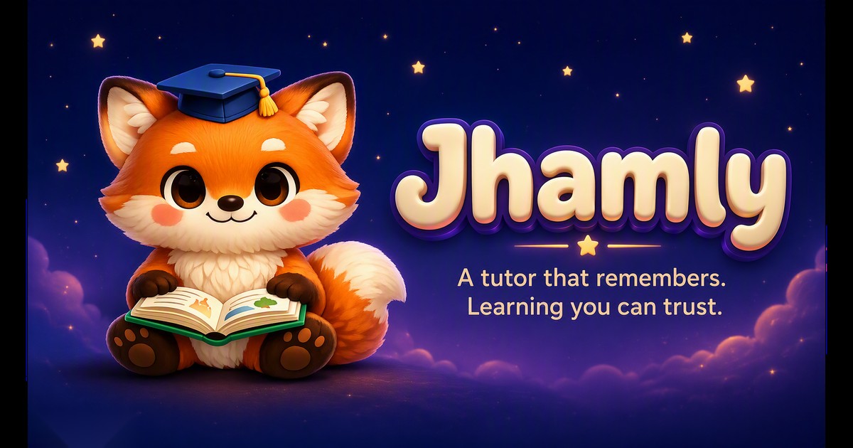 Jhamly fox learning companion in a starry study space